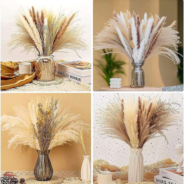 80 Pcs Pampas Grass Dried , 45cm Dried Flowers Decor , Fluffy Plants