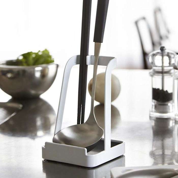 Pot Lid Rack Rest Stand Spoon Holder Pot Lid Shelf Cooking Black