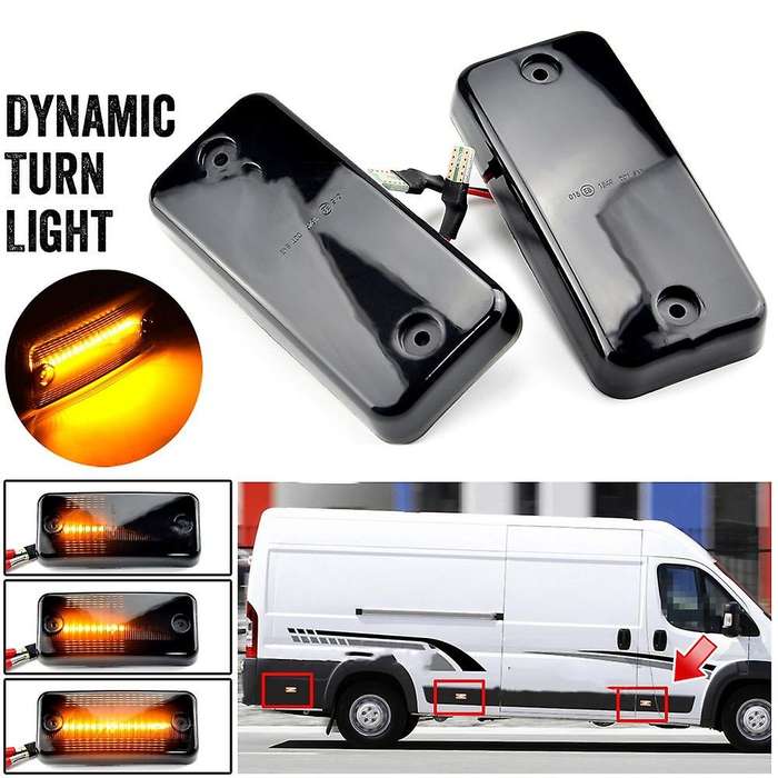 2pcs Black Dynamic Flowing Led Side Marker Light Turn Signal Lights
