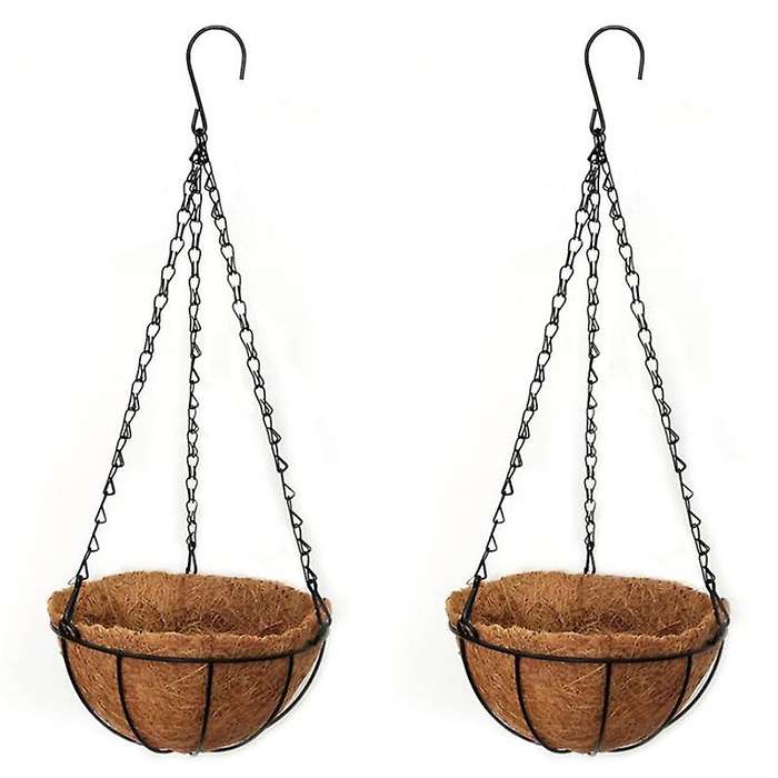 2 Pcs 10 Inch Hanging Coconut Vegetable Flower Pot Basket