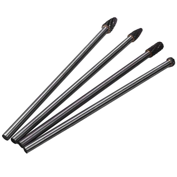 4pcs Burr Double Cut Tungsten Carbide Bit 1/4 Inch Shank 6 Inch Set