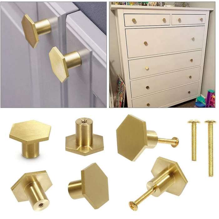 8 Pcs Brass Cabinet Knobs,for Dresser Drawer Pulls Knobs, with Screws