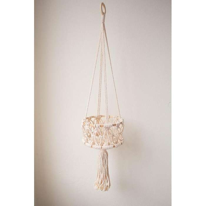 1 Tier Hanging Basket Fruit Storage Cotton Rope Hanging Plant Pot