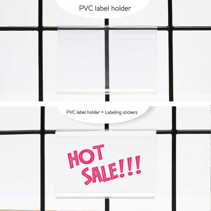50pcs Clear Plastic Label Holder Price Tag, for Storage Bins Labels
