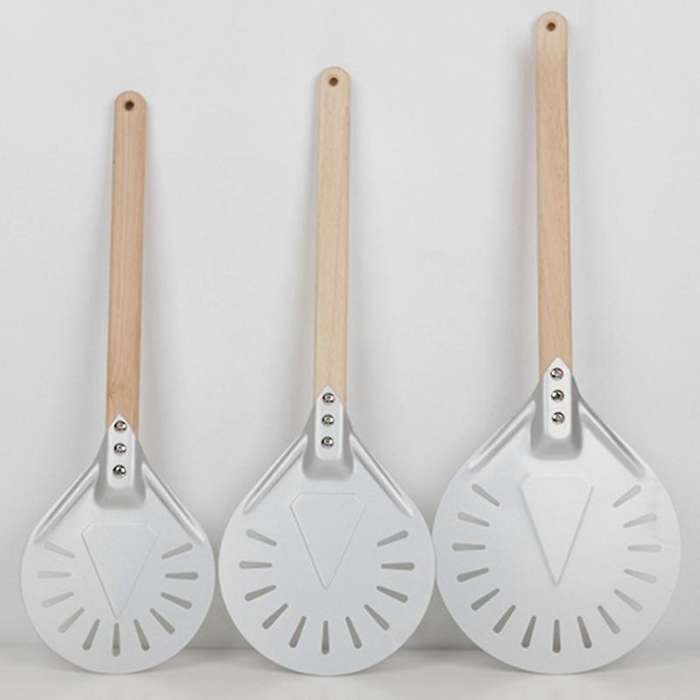 7 Inch Perforated Pizza Turning Pizza Shovel Aluminum Wooden Handle