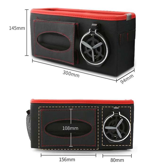 Car Back Seat Storage Bag Hanging Cup Holder Tissue Box Black+red