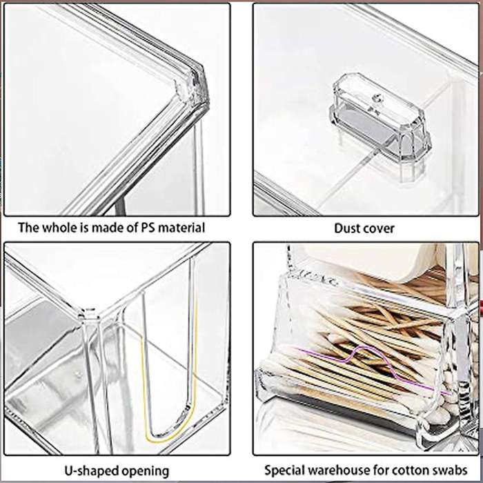 Transparent Cosmetic Storage Box Cotton Swab Cotton Pad Storage Box