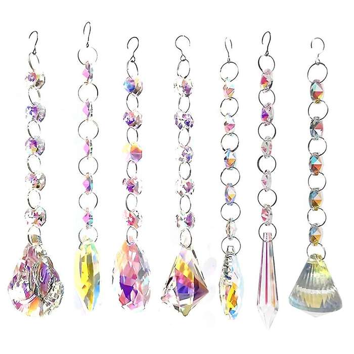 With Crystals, 7 Pcs Hanging Crystals Suncatchers for Windows,colored