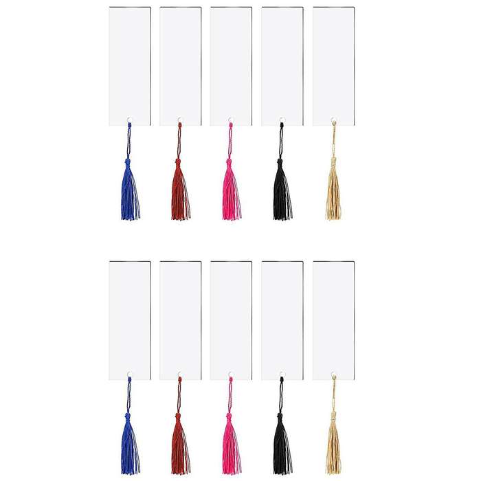 40pcs Acrylic Bookmark Blank Clear Diy Unfinished with Tassels