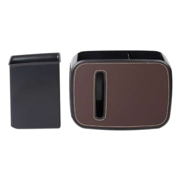 Universal Car Seat Back Storage Box Trash Can Car Beverage Rack Brown