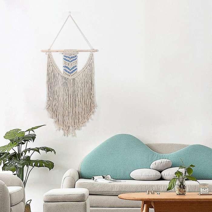 Macrame Woven Tapestry with Tassel for Apartment Dorm Room Decoration