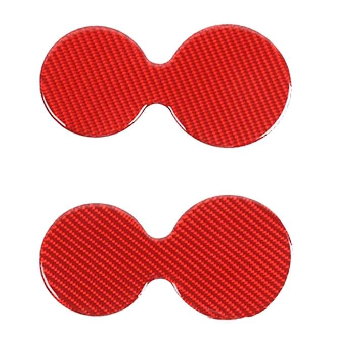 Door Cup Holder Mats for Dodge Ram 1500 2018-2022, Red Carbon Fiber