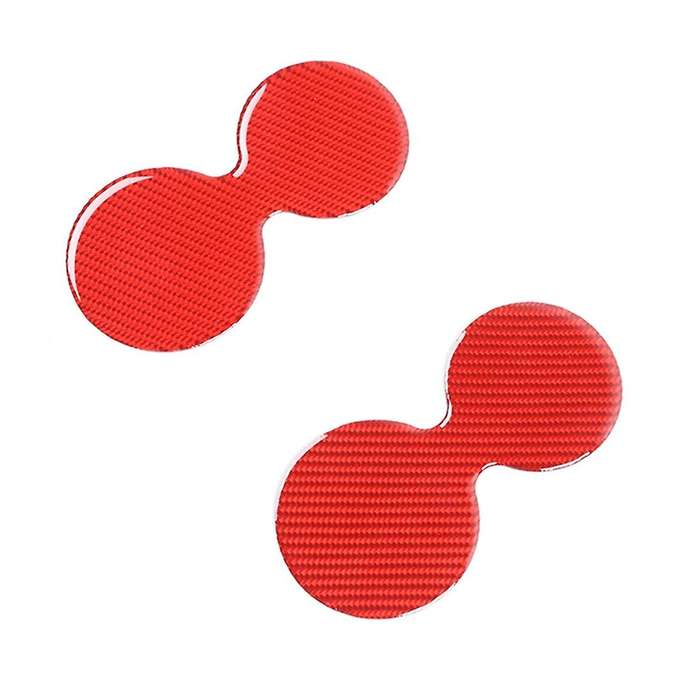 Door Cup Holder Mats for Dodge Ram 1500 2018-2022, Red Carbon Fiber