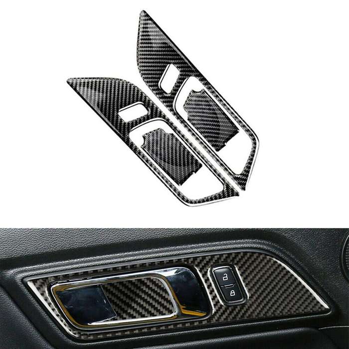 4pcs Car Carbon Fiber Interior Door Handle Bowl Sticker