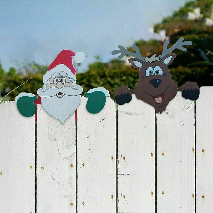 2pc Merry Christmas Outdoor Banner Santa Claus Ornaments Xmas Garden