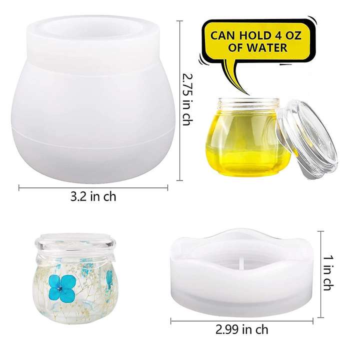 Jar Silicone Mold, Resin Jar Mold with Lid, for Diy Storage Bottle