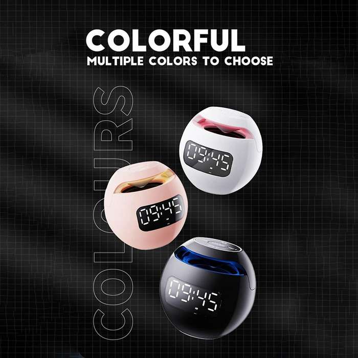 Digital Alarm Clock for Kids, Multifunctional Bass Bluetooth White