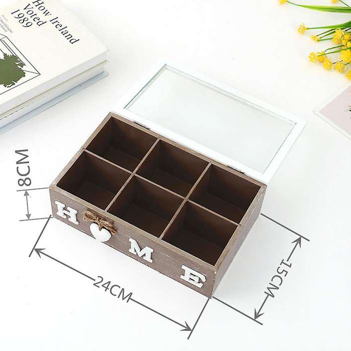 European-style Creative Wooden Six-grid Retro Wooden Storage Box A