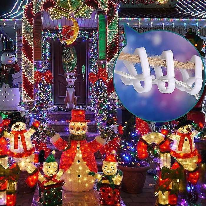 200 Pieces Christmas Light Clips Mini Gutter Hang Hooks White Black