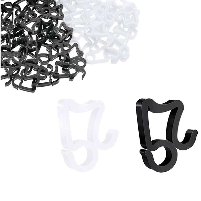200 Pieces Christmas Light Clips Mini Gutter Hang Hooks White Black