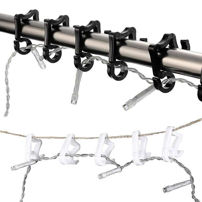 200 Pieces Christmas Light Clips Mini Gutter Hang Hooks White Black