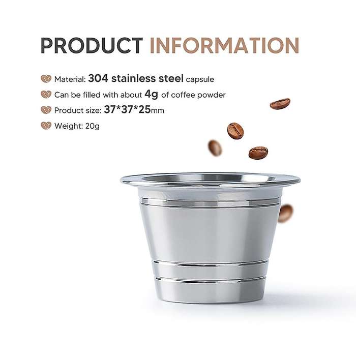 304 Stainless Steel Refillable Coffee Capsule Shell Instant Filling