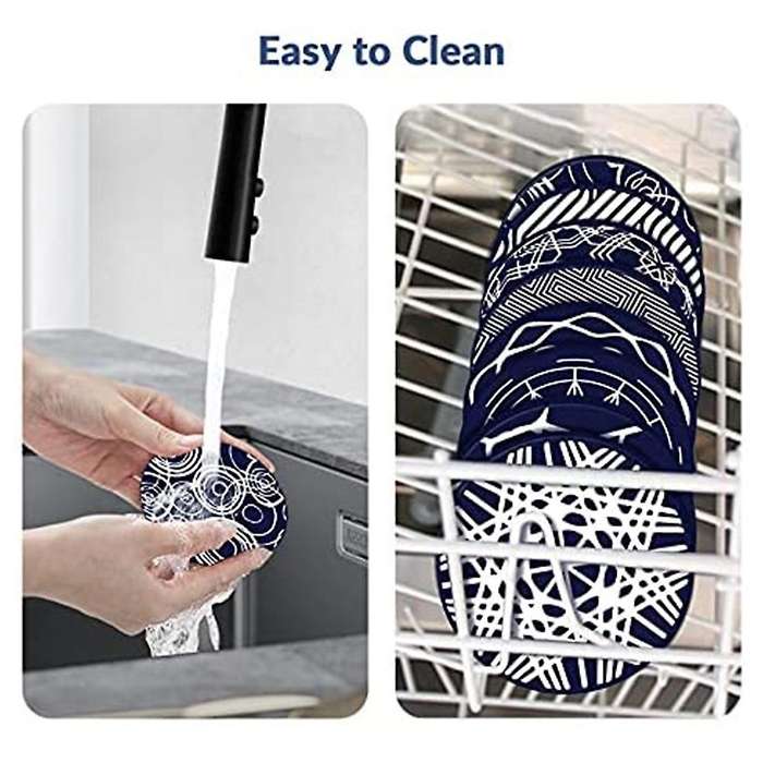 Drink Coaster, Silicone Coaster 8-piece Set with Bracket