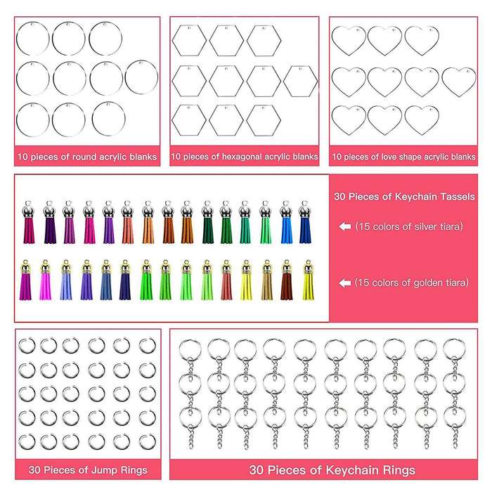 Acrylic Keychain Blank for Diy Keychain Vinyl Making, Backpack Tags
