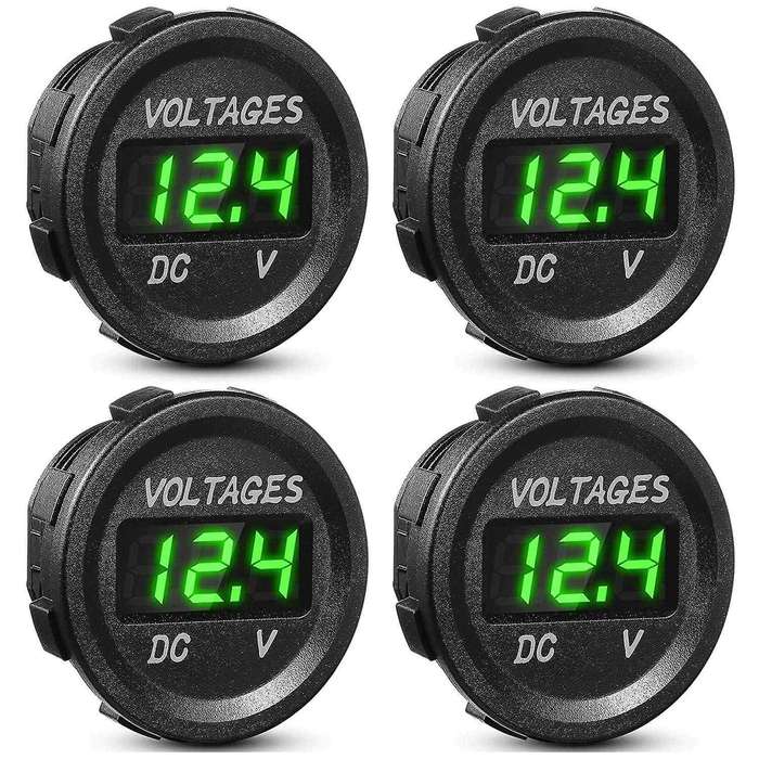 4xdc 12v Car Voltage Display Led Display Voltmeter Monitor -green