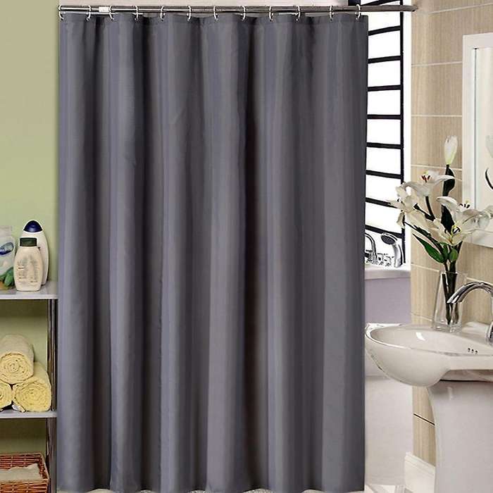 Dark Gray Shower Curtain Solid Color Waterproof 12 Hooks 150 X 180cm