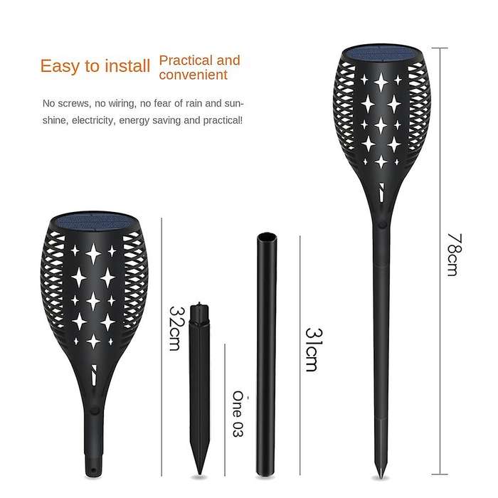 96led Solar Led Flame Torch Outdoor Pack Waterproof Decor Lighting