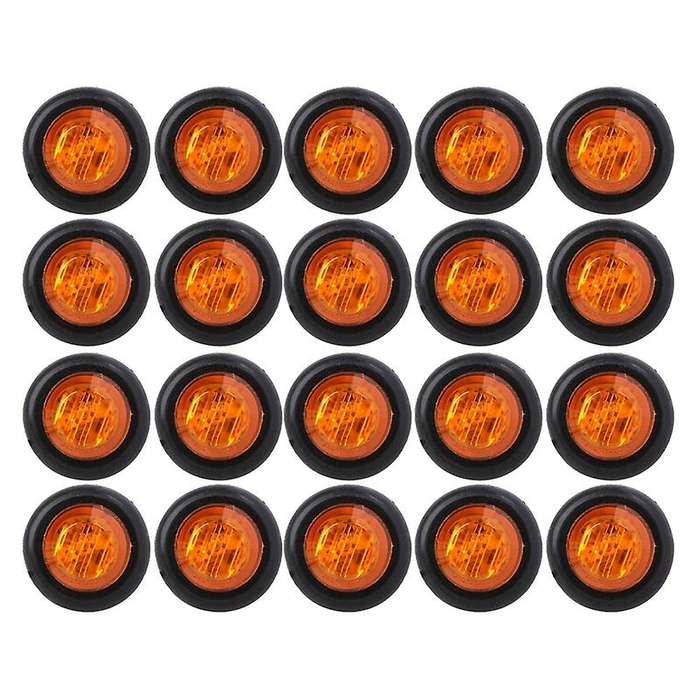 20x 3/4inch 3led Side Marker Lights Trailer Truck Turn Light Amber