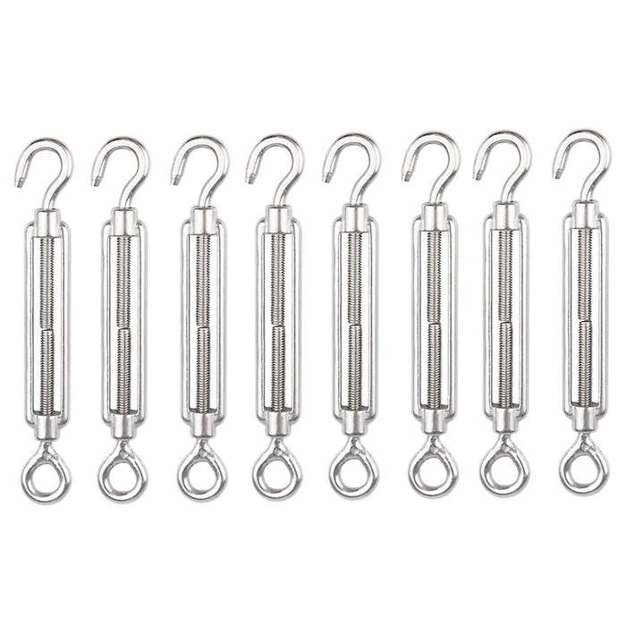 8x M4 Stainless Steel 304 Hook & Eye Turnbuckle Wire Rope Tension