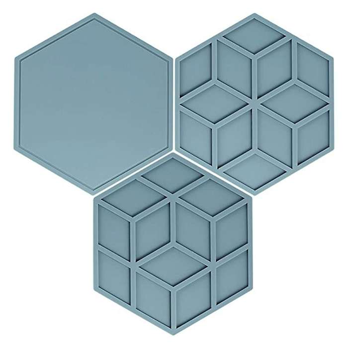 3pcs Silicone Tripod Kitchen Heater Pad, Silicone Pad(blue)
