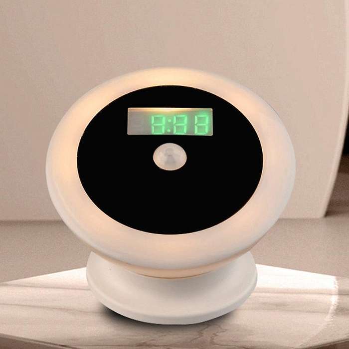 Motion Sensor Light with Clock Aaa Battery for Bathroom Wardrobe