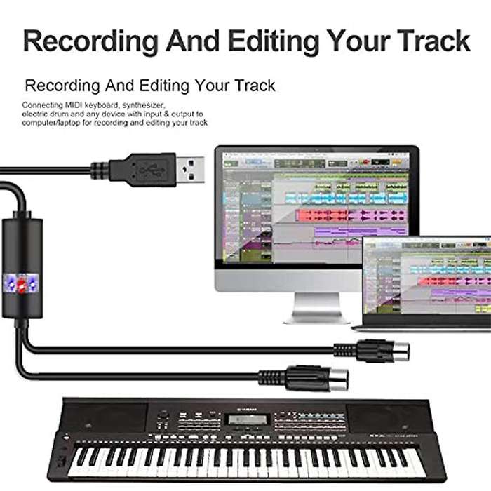 Usb Midi Cable Midi to Usb Cable for Editing&recording 2m(black)