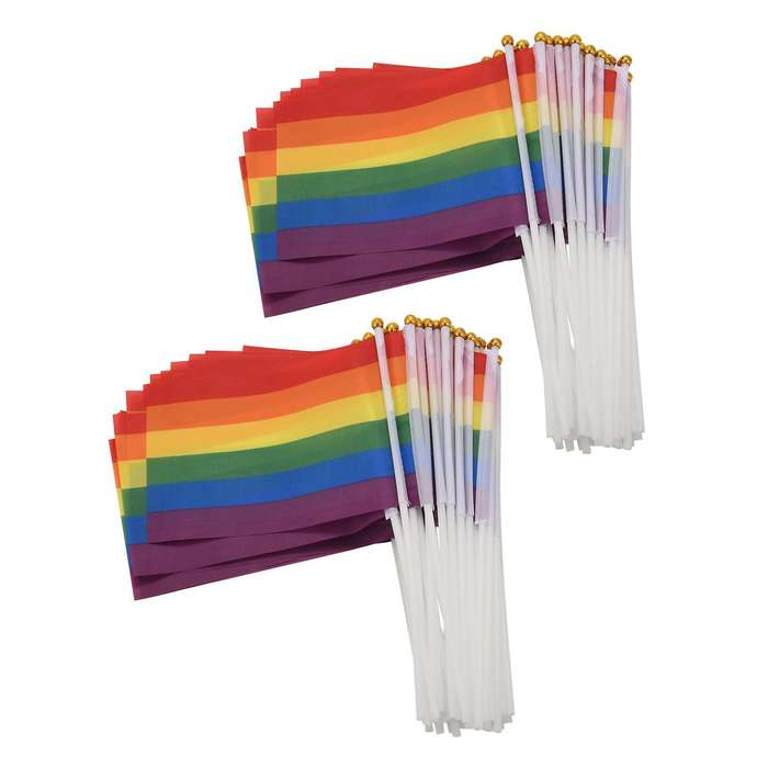 100 Pack Rainbow Small Mini Stick Flags,decorations