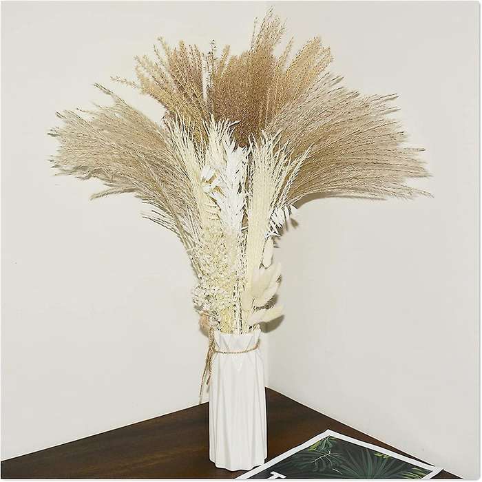 60pcs Natural Dried Pampas Grass Decor 17inch-brown Pampas for Decor