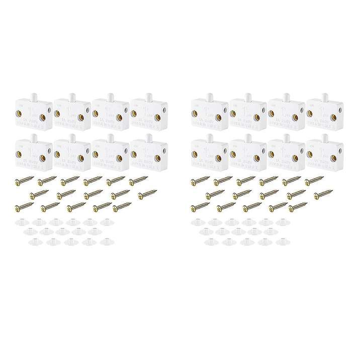 16 Pieces Cabinet Lamp Switch Automatic Door Contact Switch (white)