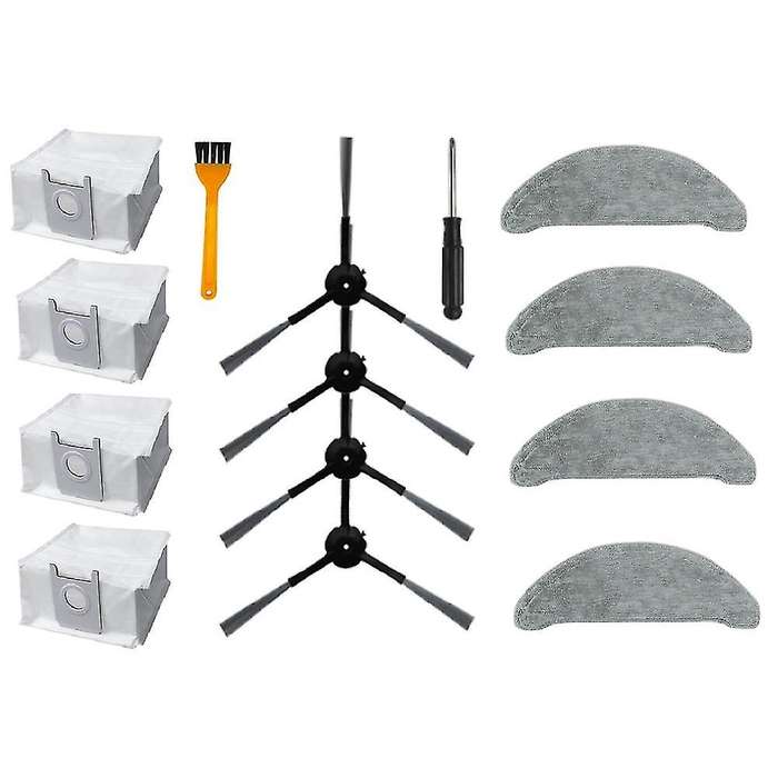 14pc for Roidmi Eve Plus Dust Bag Mop Cloth Side Brush Vacuum Cleaner