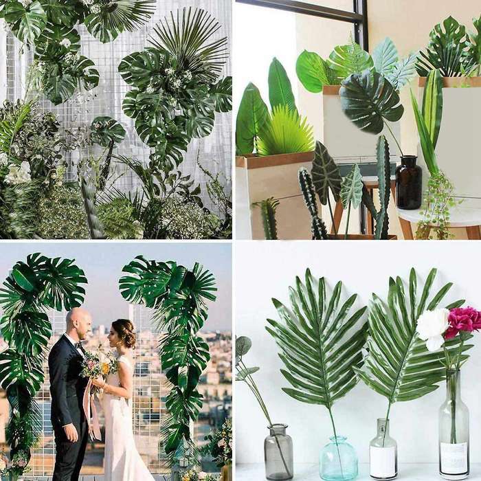 60pcs Artificial Palm Leaves for Jungle Theme Party Luau Decoration