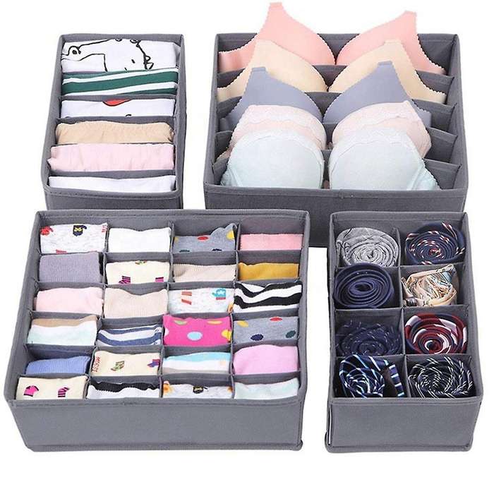 4 Pcs Storage Box Coverless 4-piece Drawer Type for Socks & Underwear