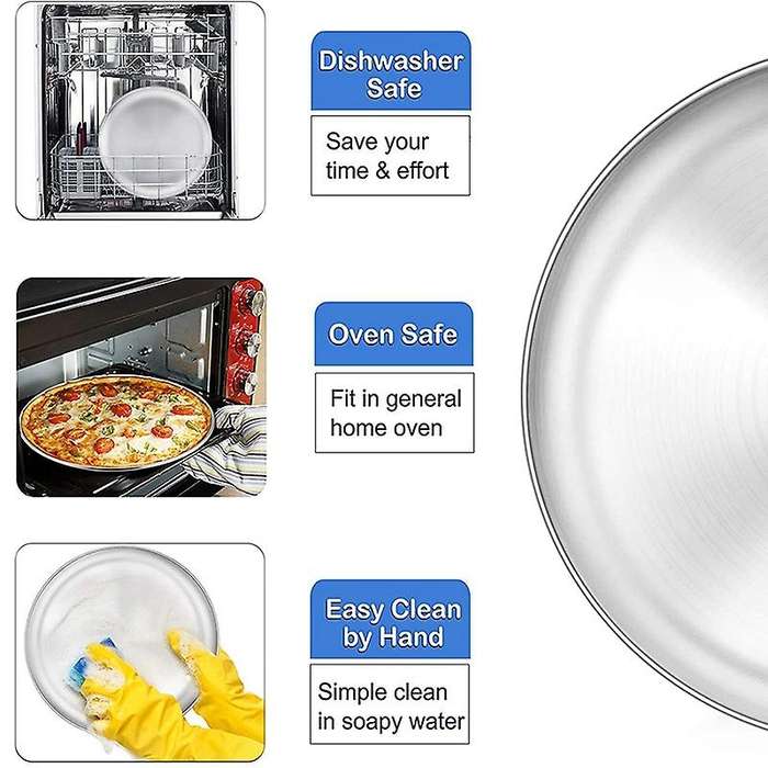 10 Inch Pizza Pan Set Of 2, Stainless Steel Pizza Round Baking Trays