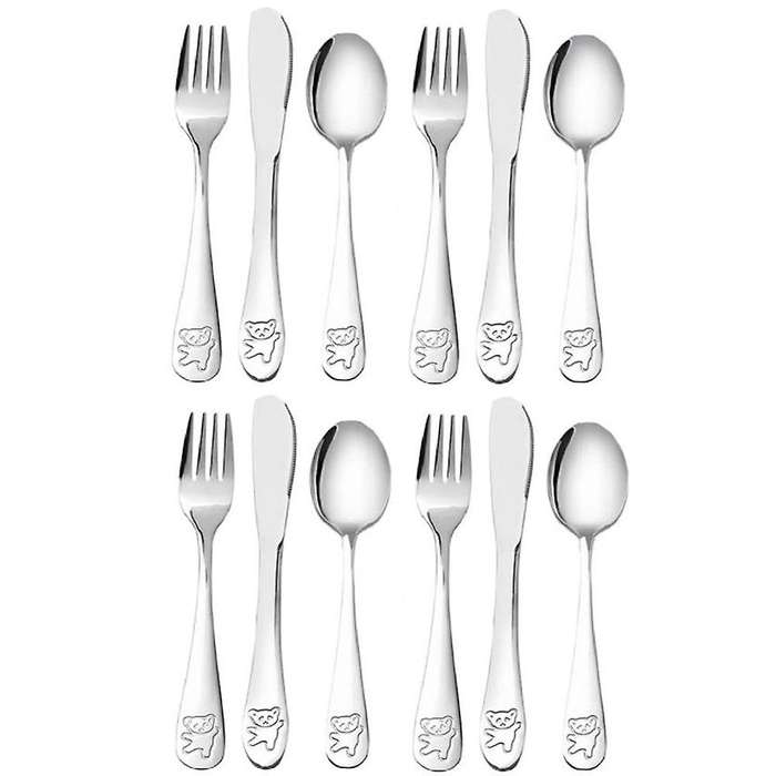 12pieces Kids Silverware Set Children's Safe Stainless Steel Utensil
