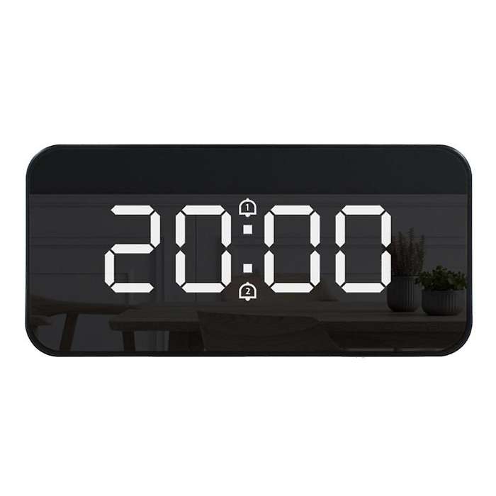 Alarm Clock Led Digital Time Snooze Table Electronic Auto (black)