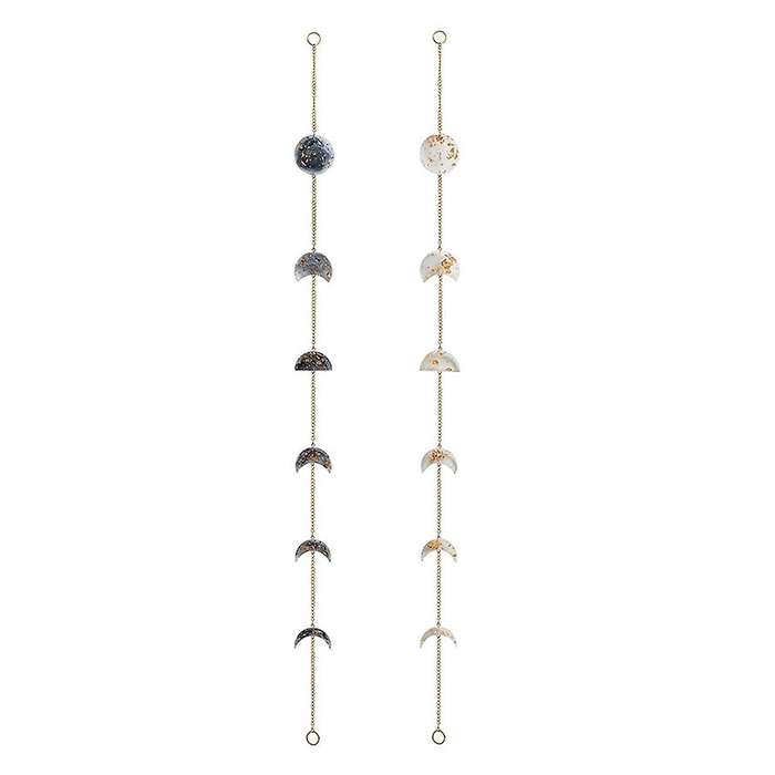 2pcs Epoxy Moon Phase Wall Hanging, Boho Farmhouse Decor Star Moon
