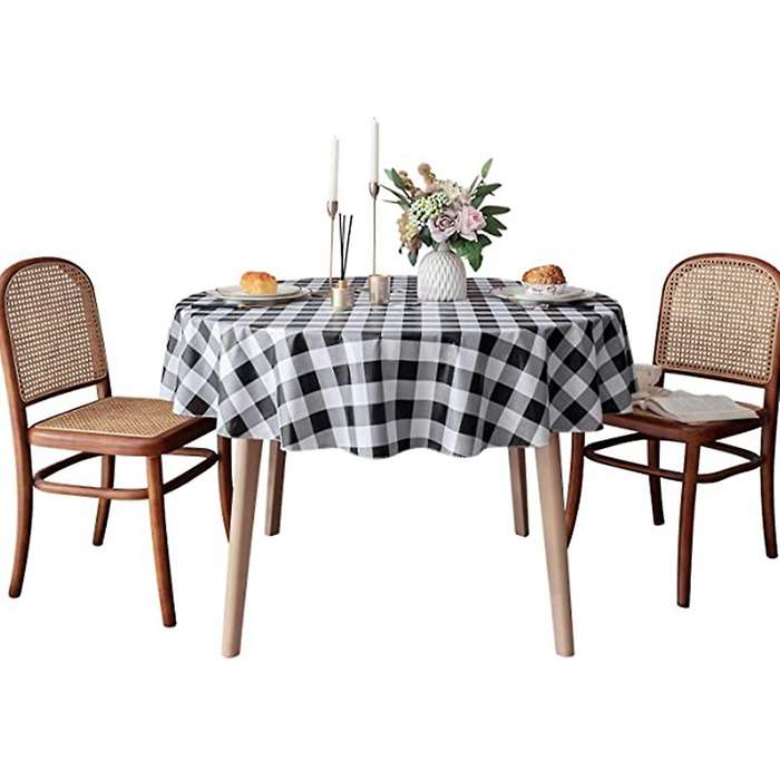 60 Inch Round Buffalo Check Tablecloth, 100% Cotton