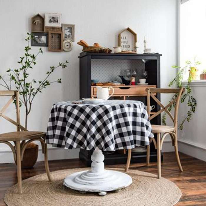 60 Inch Round Buffalo Check Tablecloth, 100% Cotton