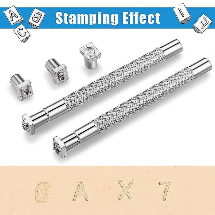 50 Pieces Letters and Numbers Stamp Set 6mm Alphabet Leather Punch