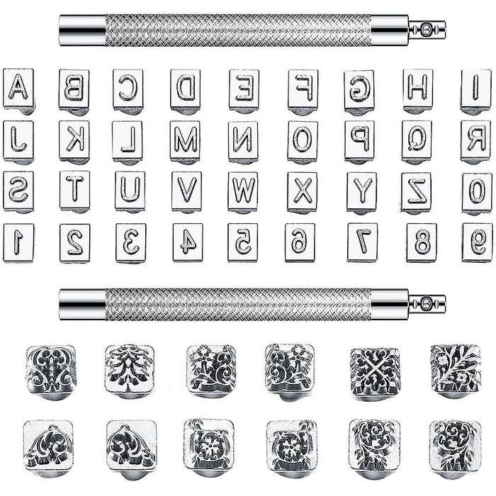 50 Pieces Letters and Numbers Stamp Set 6mm Alphabet Leather Punch